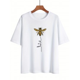 Bee Kind Belief Print Crew Neck T-shirt - Casual Loose Short Sleeve Summer Top for Women