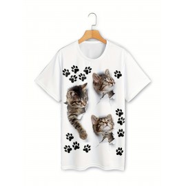 Cute Cat Paw Print T-Shirt for Women - Casual Short Sleeve Tee for Spring & Summer