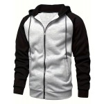 Men's Casual Zip Up Hoodie - Stylish Color Block Hooded Sweatshirt with Comfortable Fit