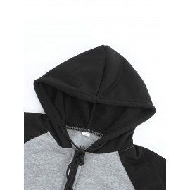 Men's Casual Zip Up Hoodie - Stylish Color Block Hooded Sweatshirt with Comfortable Fit