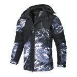 Men's Printed Windbreaker Jacket, Casual Hooded Waterproof Jacket For Outdoor Mountaineering Skiing