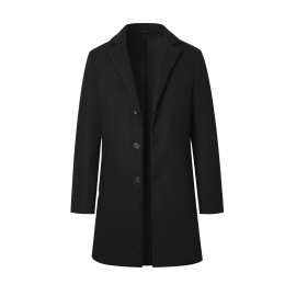 Men's Warm Overcoat, Elegant Single Breasted Trench Coat For Fall Winter