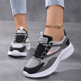 Women's Breathable Platform Sneakers - Comfortable Lace Up Running Shoes