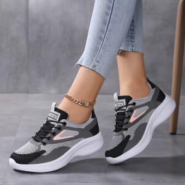 Women's Breathable Platform Sneakers - Comfortable Lace Up Running Shoes