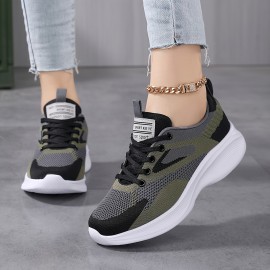 Women's Breathable Platform Sneakers - Comfortable Lace Up Running Shoes