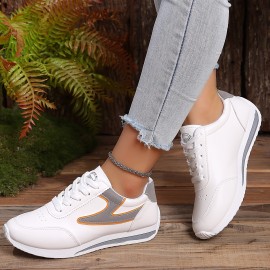 Women's Simple Flat Sneakers, Casual Lace Up Outdoor Shoes, Women's Comfortable Low Top Shoes