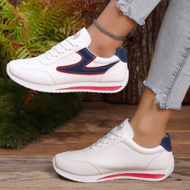 Women's Simple Flat Sneakers, Casual Lace Up Outdoor Shoes, Women's Comfortable Low Top Shoes