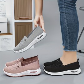 Womens Lightweight Knitted Sneakers - Breathable Slip-On Walking Trainers with Arch Support - Fashionable & Comfy Outdoor Running Sock Shoes for All-Season Wear