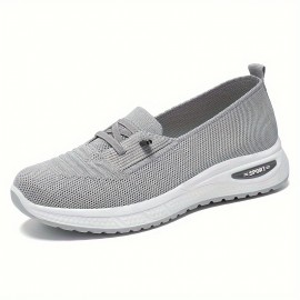 Womens Lightweight Knitted Sneakers - Breathable Slip-On Walking Trainers with Arch Support - Fashionable & Comfy Outdoor Running Sock Shoes for All-Season Wear