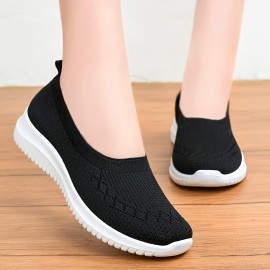 Chic Breathable Mesh Slip-On Sneakers for Women - Comfortable, Lightweight Casual Shoes for Walking & Everyday Style