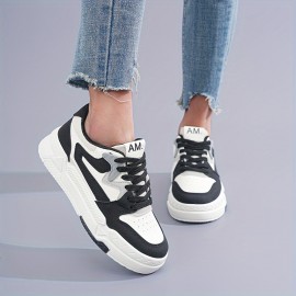 Women's Platform Sneakers, Casual Lace Up Outdoor Shoes, Comfortable Low Top Skate Shoes