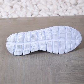 Women's Striped Pattern Sneakers, Casual Lace Up Outdoor Shoes, Lightweight & Breathable Flying Woven Shoes