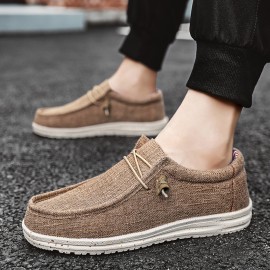 Men's Comfy Canvas Loafers: Stylish Non-Slip Striped Lace-Up Shoes for Outdoor Wear