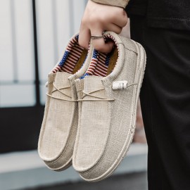 Men's Comfy Canvas Loafers: Stylish Non-Slip Striped Lace-Up Shoes for Outdoor Wear