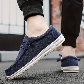 Men's Trendy Solid Loafer Shoes, Comfy Non Slip Casual Canvas Shoes For Men's Outdoor Activities