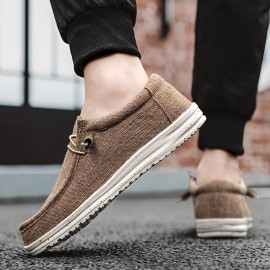 Men's Trendy Solid Loafer Shoes, Comfy Non Slip Casual Canvas Shoes For Men's Outdoor Activities