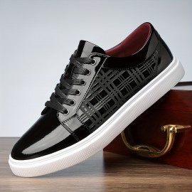 Men's Trendy Business Trip Casual Shoes, Lace Up Low Top Non Slip Skateboard Shoes