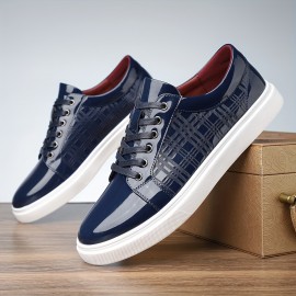 Men's Trendy Business Trip Casual Shoes, Lace Up Low Top Non Slip Skateboard Shoes