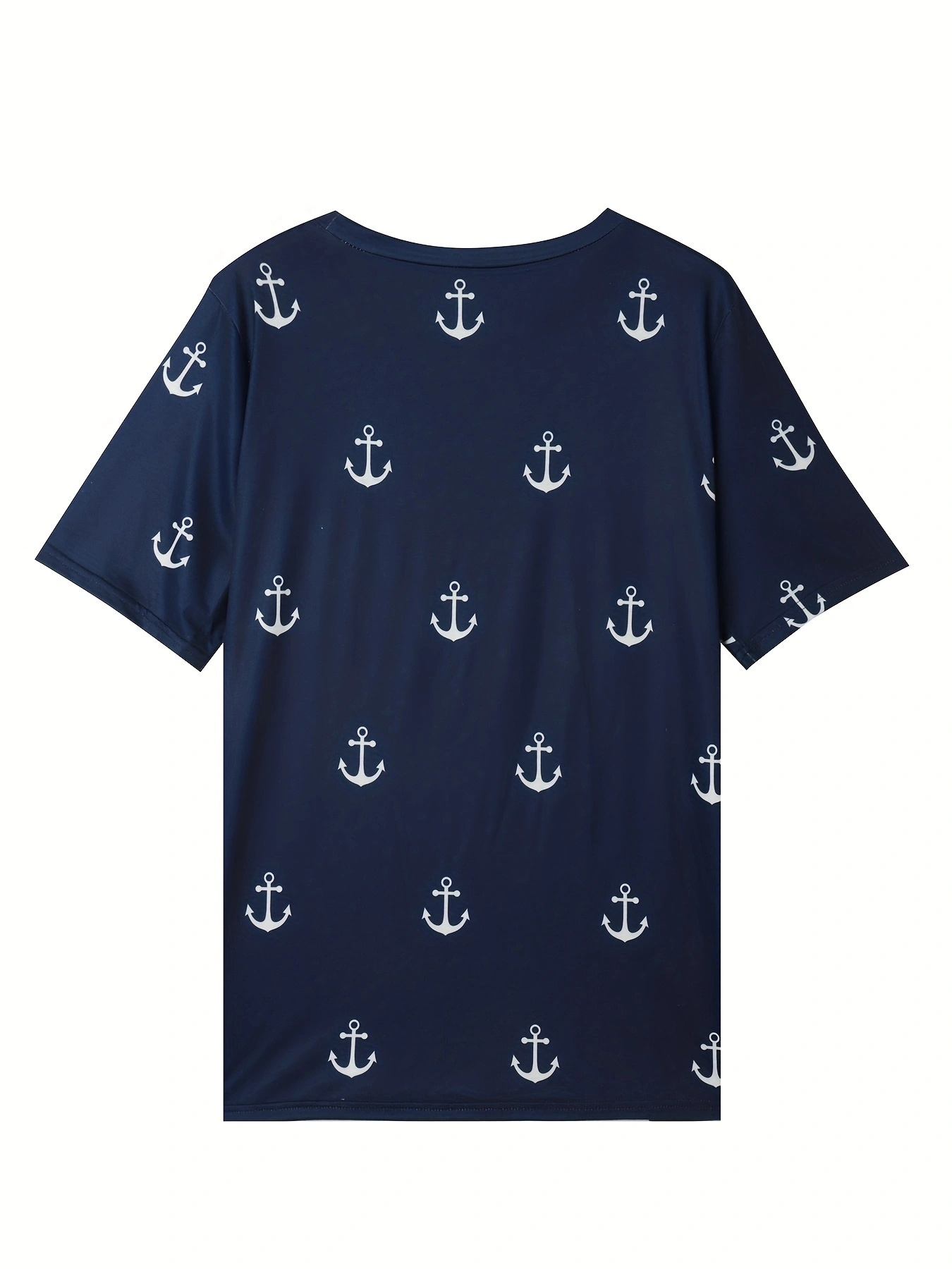 anchor print crew neck t shirt casual short sleeve top for spring summer womens clothing details 5