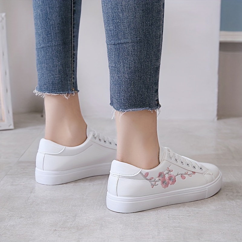 floral embroidered sneakers women s lace soft sole platform details 0