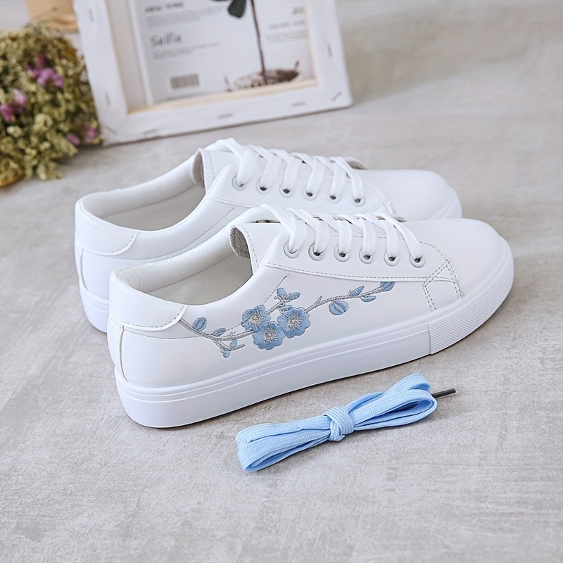 floral embroidered sneakers women s lace soft sole platform details 2