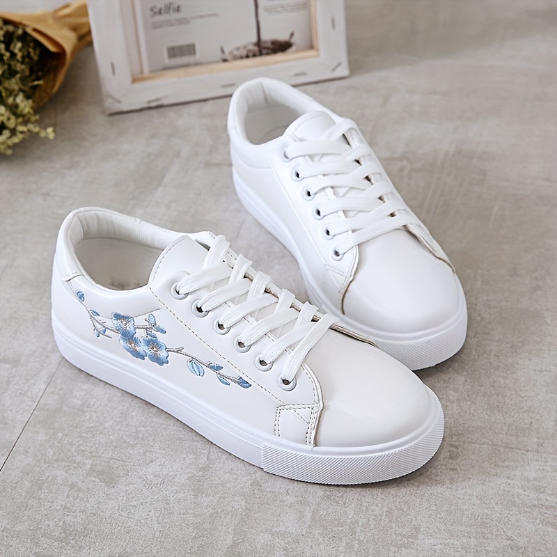 floral embroidered sneakers women s lace soft sole platform details 9