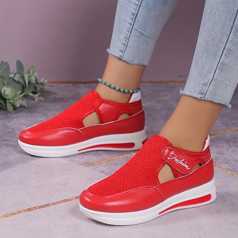 womens breathable mesh sneakers casual low top platform shoes womens comfortable outdoor shoes details 1