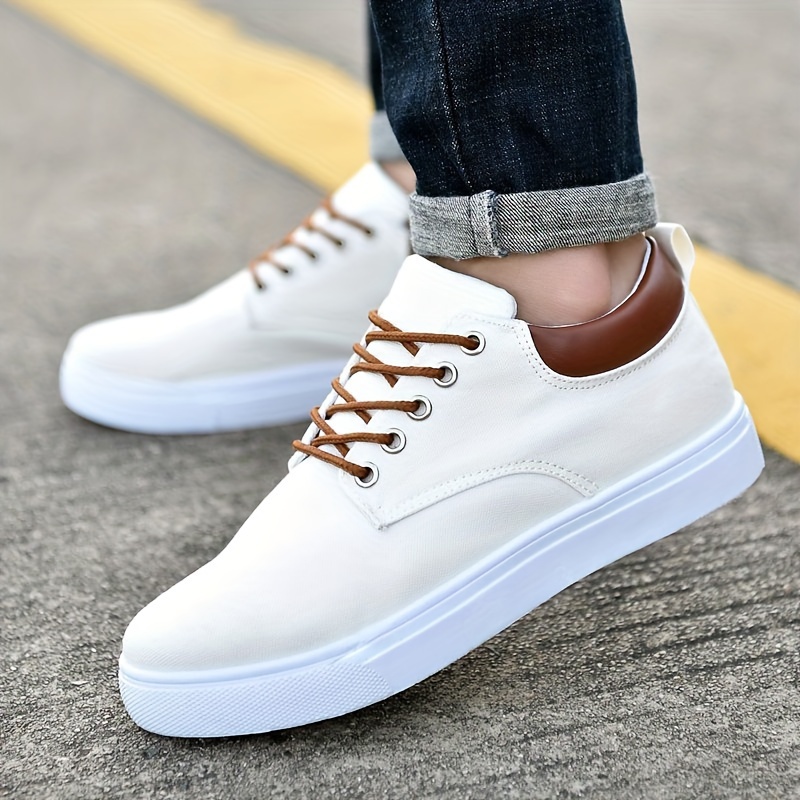 Mens Trendy Solid Skateboard Shoes Lace Up Non Slip Outdoor Walking Jogging Traveling Business Trip Men s Shoes Temu details 3